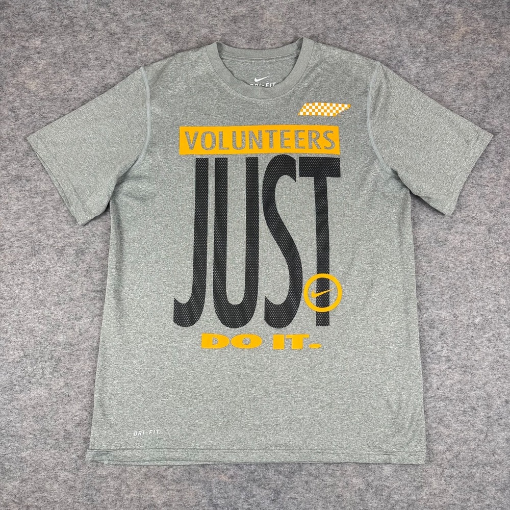 Nike Dri Fit Tennessee Volunteers Vols T-Shirt Just Do It Gray Mens Medium M
